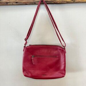 The Sak‎ Red Leather Crossbody Bag With Zip Closure & Exterior Pocket